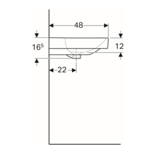 Geberit Waschtisch Smyle Square 120x48cm, Hahnl. li + re, m ÜL, weiß