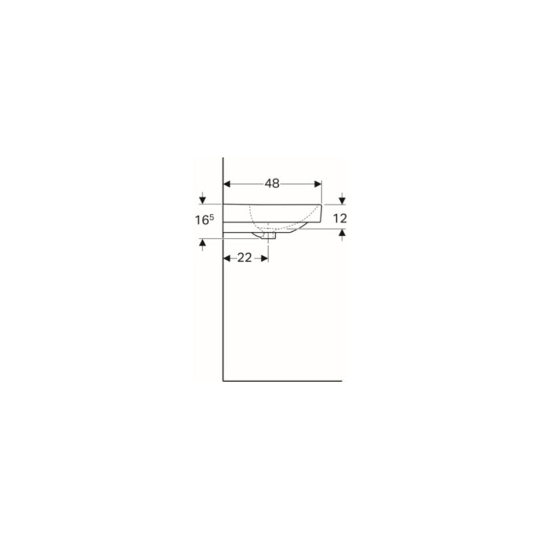 Geberit Waschtisch Smyle Square 120x48cm, Hahnl. li + re, m ÜL, weiß
