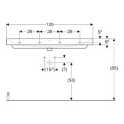 Geberit Waschtisch Smyle Square 120x48cm, KeraTect/we, o. Hahnl., m ÜL-5