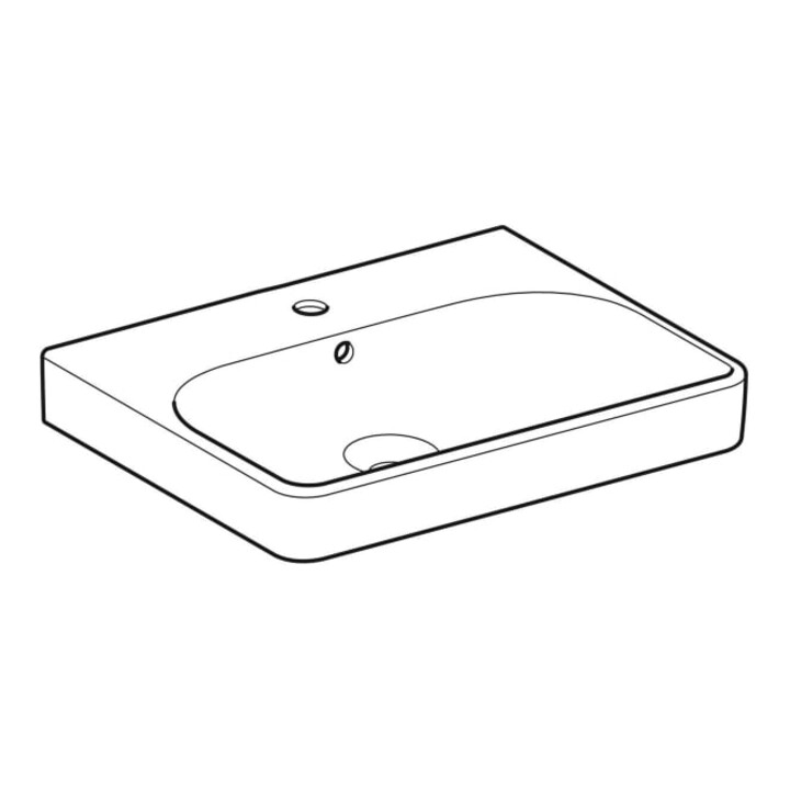 Geberit Waschtisch Smyle Square 60x48cm, KeraTect/we, m Hahnl., m ÜL