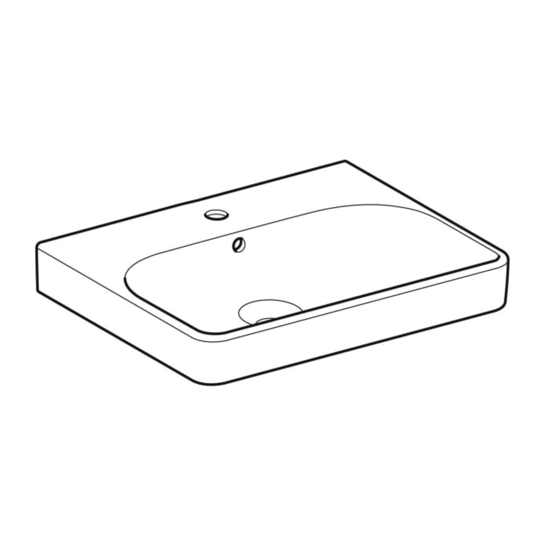 Geberit Waschtisch Smyle Square 60x48cm, KeraTect/we, m Hahnl., m ÜL
