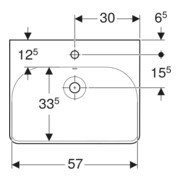 Geberit Waschtisch Smyle Square 60x48cm, KeraTect/we, m Hahnl., m ÜL-4