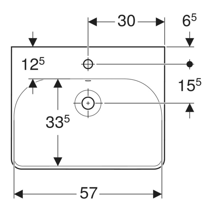 Geberit Waschtisch Smyle Square 60x48cm, KeraTect/we, m Hahnl., m ÜL