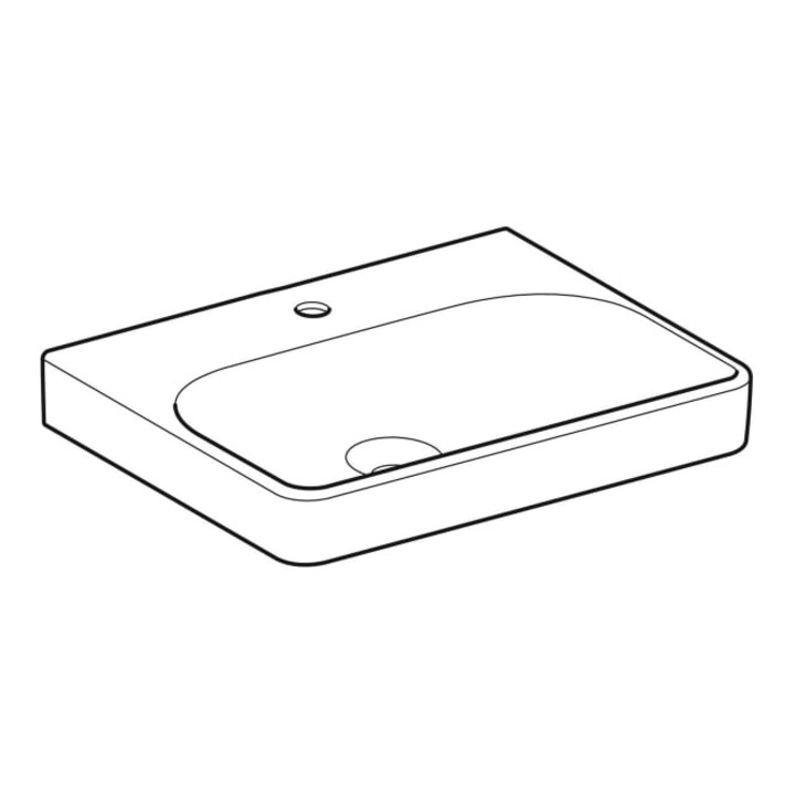 Geberit Waschtisch Smyle Square 60x48cm, m Hahnloch, ohne Überlauf, weiß