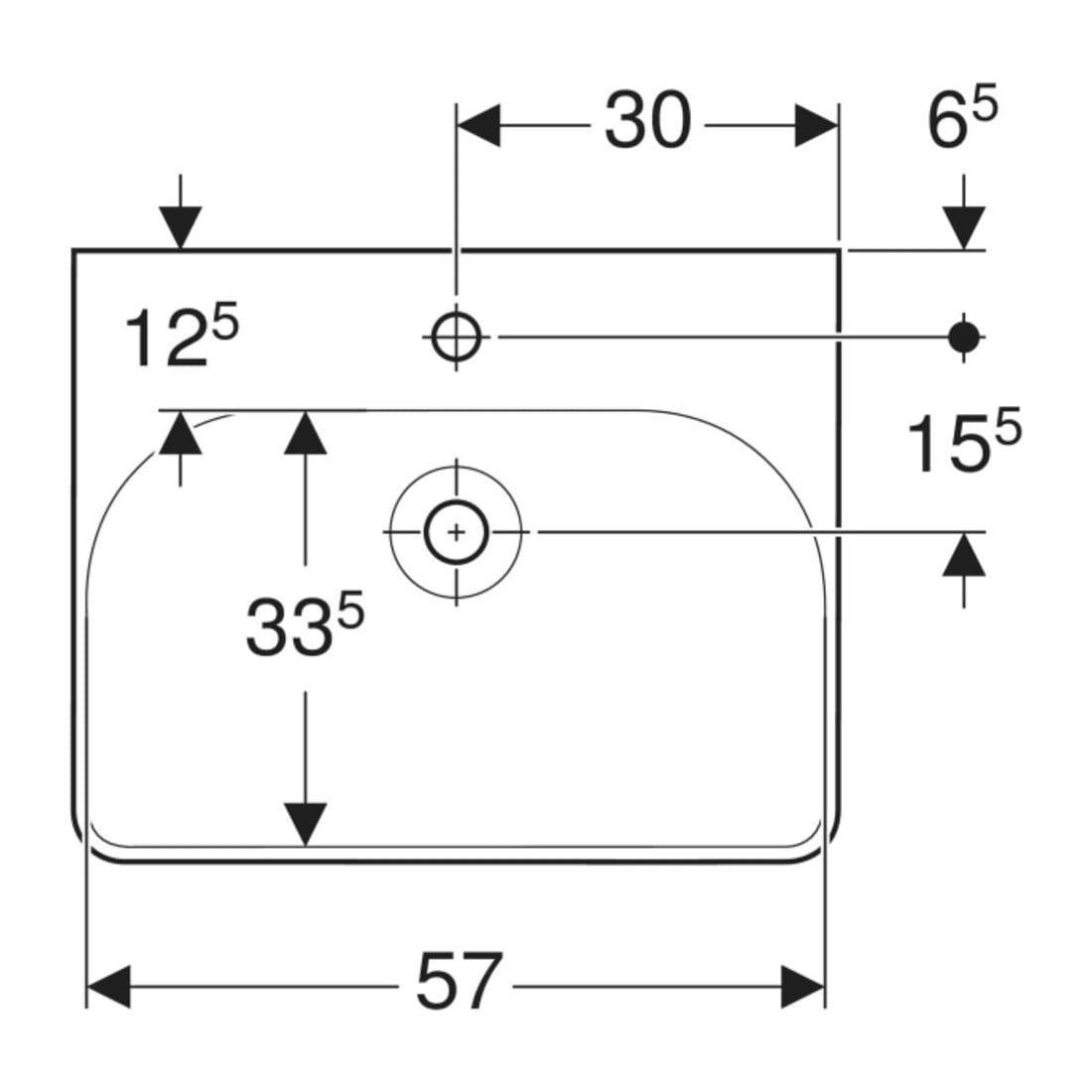 Geberit Waschtisch Smyle Square 60x48cm, m Hahnloch, ohne Überlauf, weiß