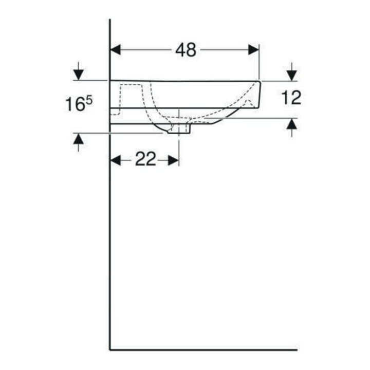 Geberit Waschtisch Smyle Square 60x48cm, we., mit Hahnloch, mit Überlauf