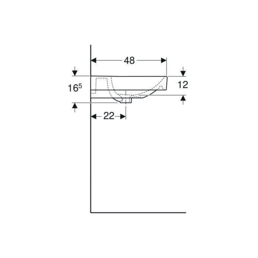 Geberit Waschtisch Smyle Square 60x48cm, we., mit Hahnloch, mit Überlauf