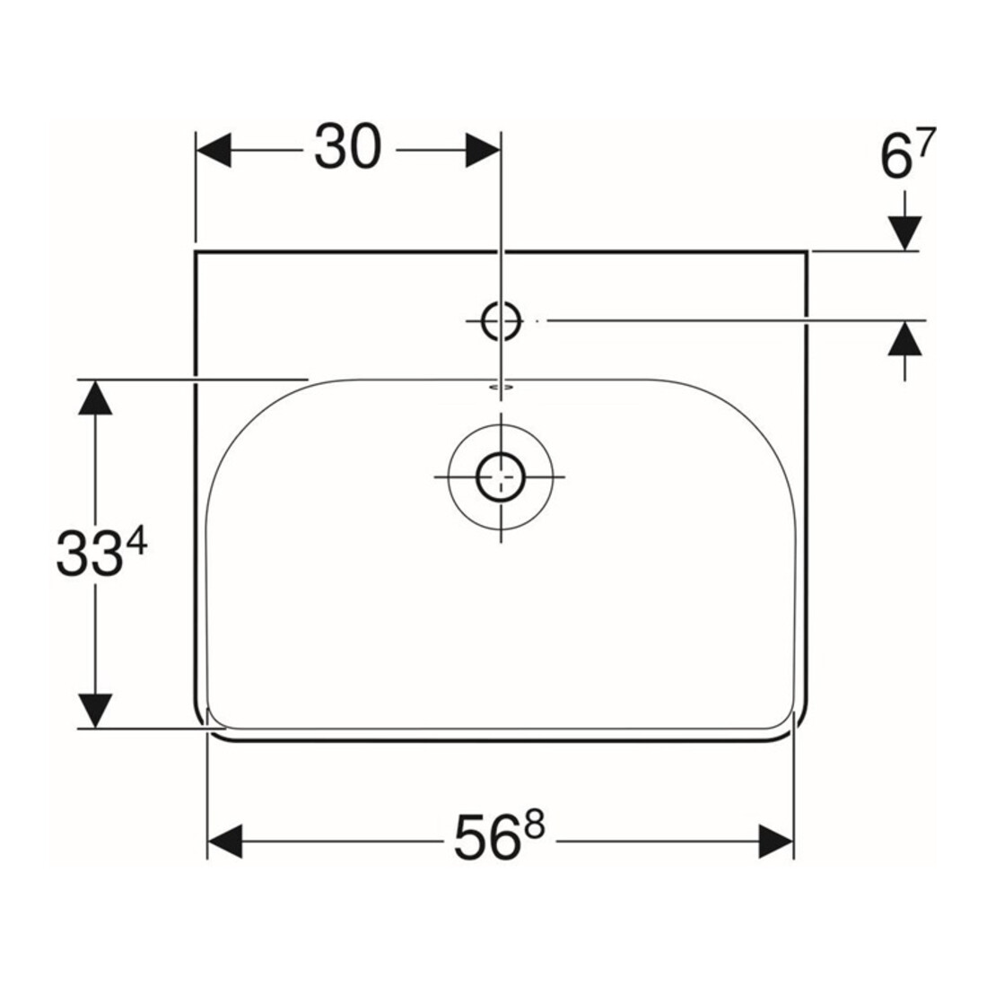 Geberit Waschtisch Smyle Square 60x48cm, we., mit Hahnloch, mit Überlauf