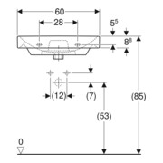 Geberit Waschtisch Smyle Square 60x48cm, we., mit Hahnloch, mit Überlauf-5