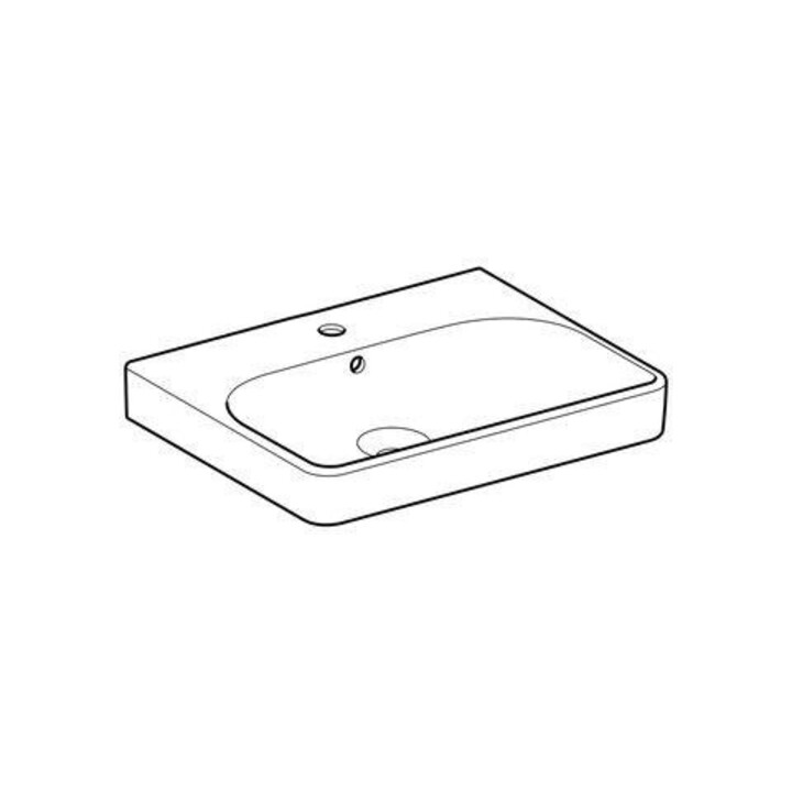 Geberit Waschtisch Smyle Square 60x48cm, we., mit Hahnloch, mit Überlauf