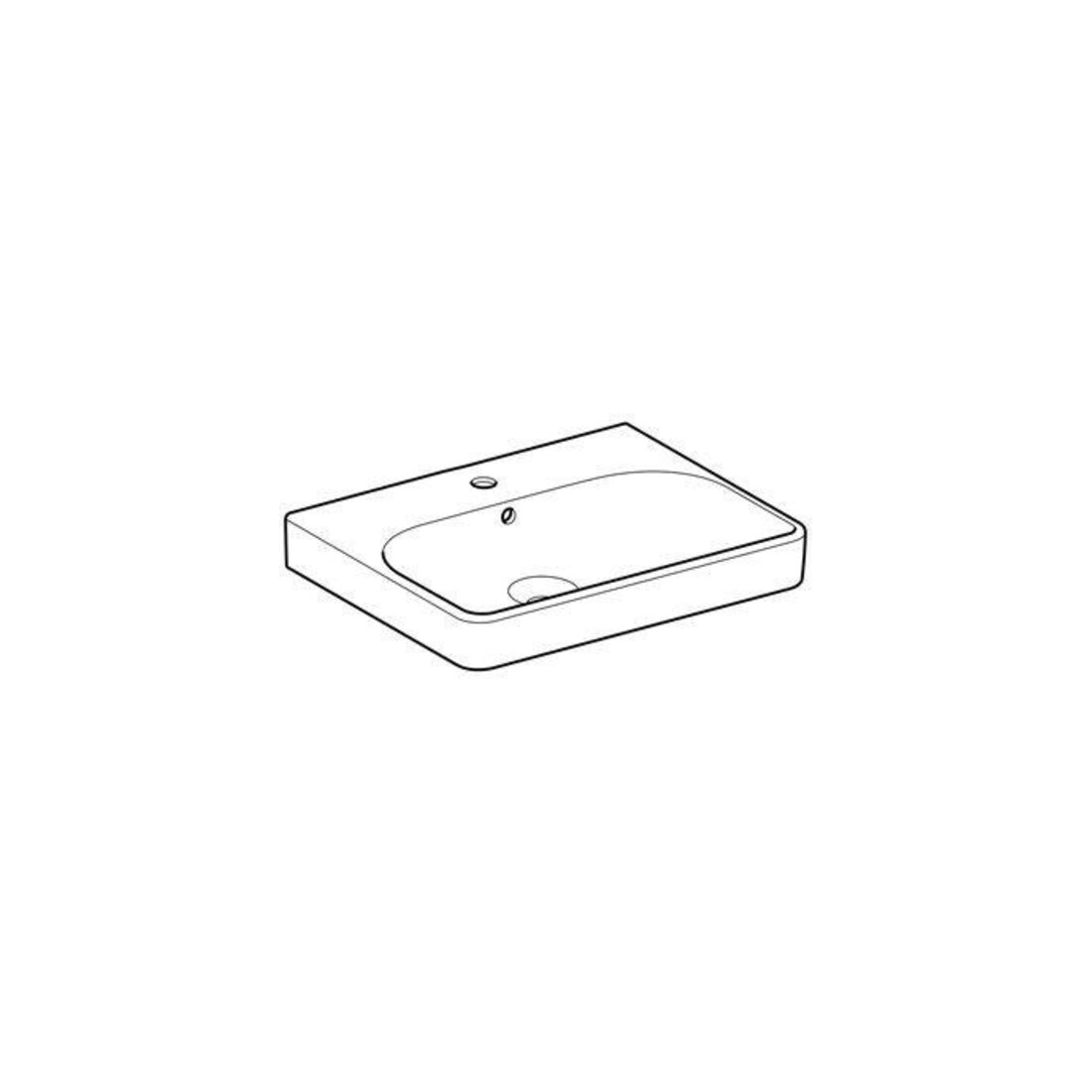 Geberit Waschtisch Smyle Square 60x48cm, we., mit Hahnloch, mit Überlauf