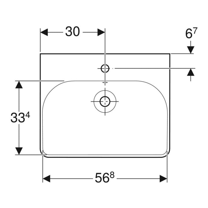 Geberit Waschtisch Smyle Square 60x48cm, we., mit Hahnloch, mit Überlauf