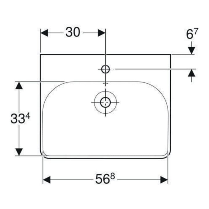 Geberit Waschtisch Smyle Square 60x48cm, we., mit Hahnloch, mit Überlauf