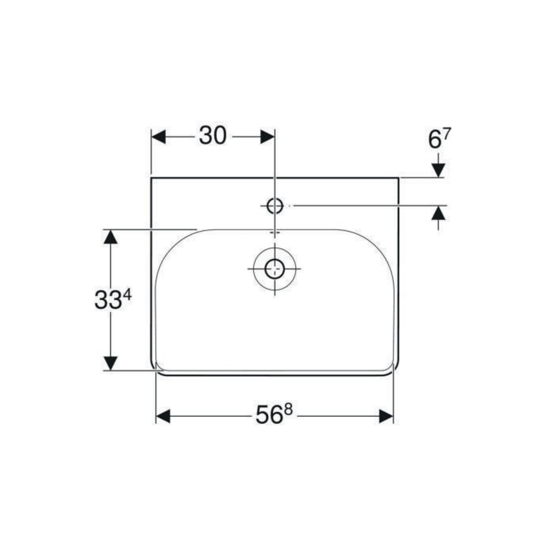 Geberit Waschtisch Smyle Square 60x48cm, we., mit Hahnloch, mit Überlauf