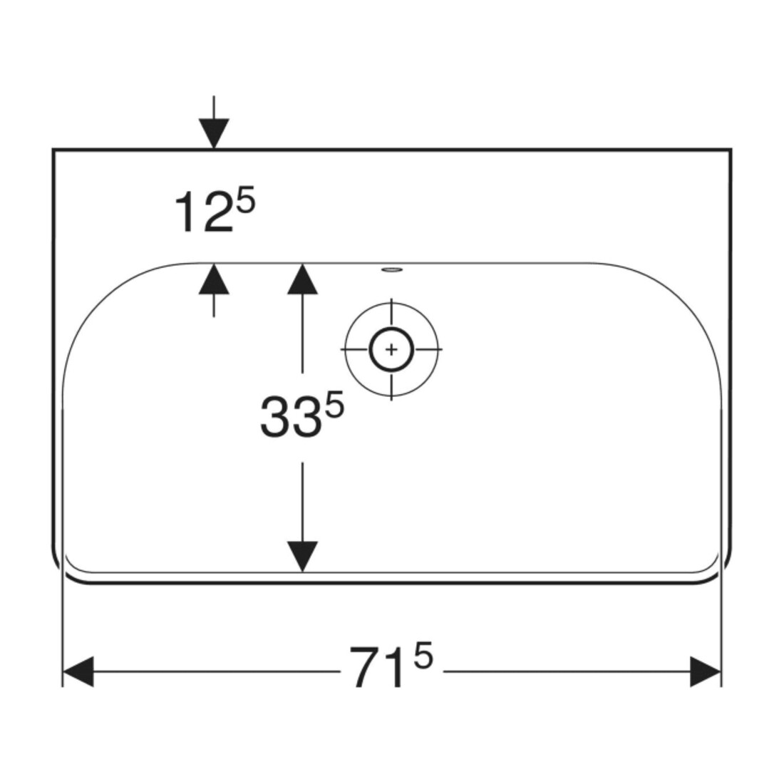 Geberit Waschtisch Smyle Square 75x48cm, we., o. Hahnloch, mit Überlauf