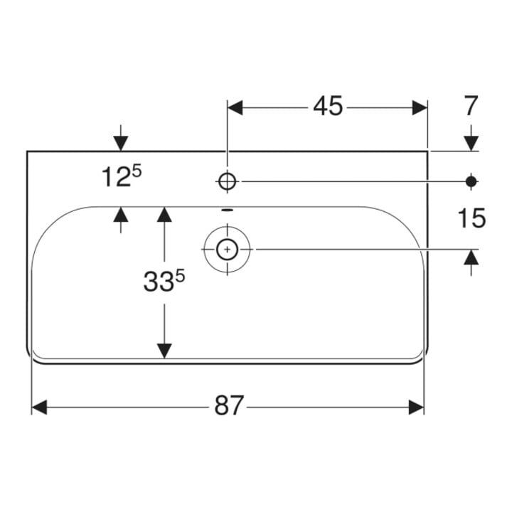 Geberit Waschtisch Smyle Square 90x48cm, KeraTect/we, m Hahnl., m ÜL