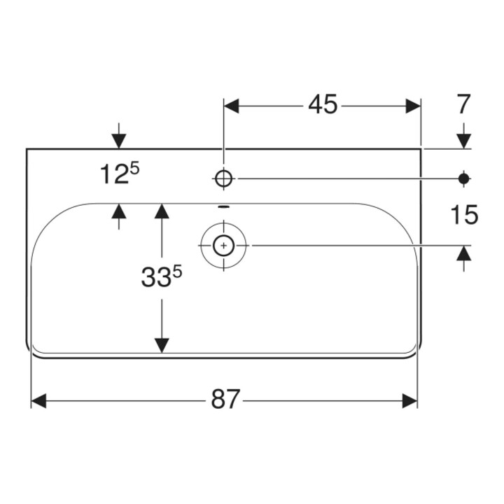 Geberit Waschtisch Smyle Square 90x48cm, we., mit Hahnloch, mit Überlauf