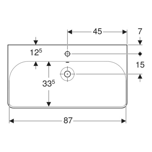 Geberit Waschtisch Smyle Square 90x48cm, we., mit Hahnloch, mit Überlauf