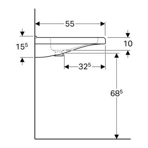 Geberit Waschtisch Renova Comfort 65x55cm, BF, m Hahnl., o. ÜL, we. K-Tect