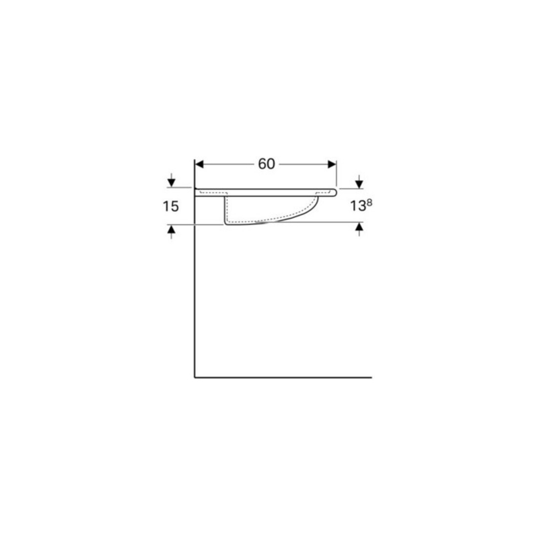 Geberit Waschtisch Vitalis 65x60cm, w K-T., o HL, o. ÜL, barrieref.