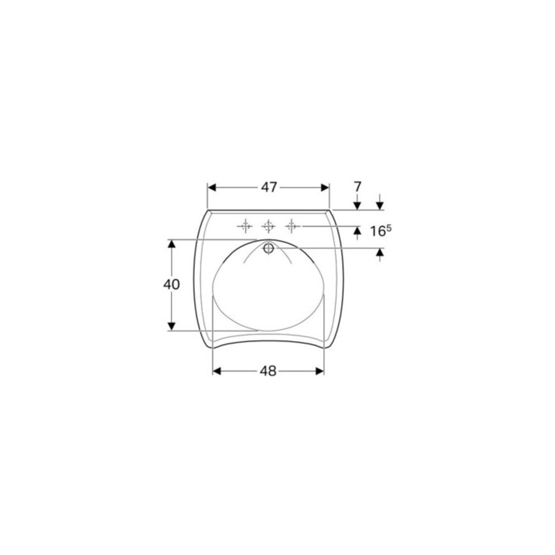Geberit Waschtisch Vitalis 65x60cm, w K-T., o HL, o. ÜL, barrieref.