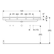 Geberit Waschtisch Xeno2 120x48cm, 2 HL, o. ÜL, weiß KeraTect-5