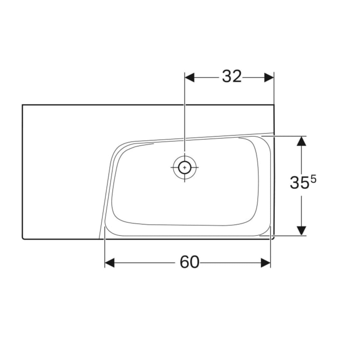 Geberit Waschtisch Xeno2 90x48cm, Ab L, o HL, o. ÜL, we. K-Tect