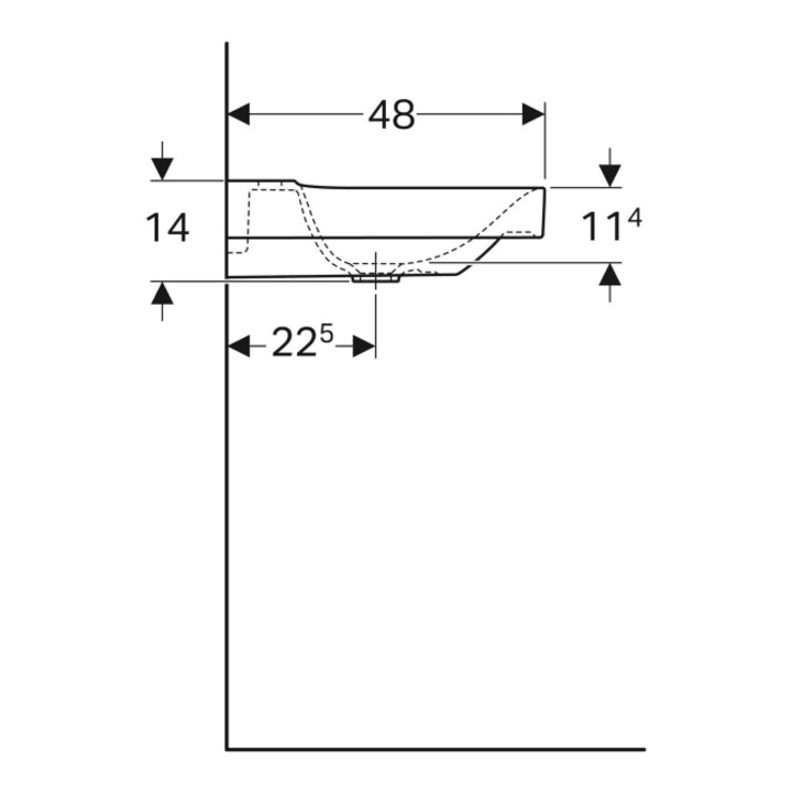Geberit Waschtisch Xeno2 90x48cm, Ab R, o HL, o. ÜL, we. K-Tect