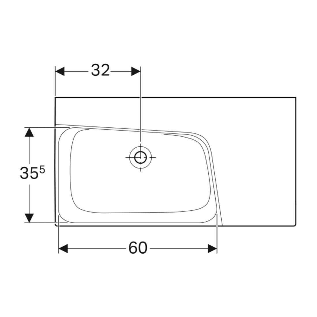 Geberit Waschtisch Xeno2 90x48cm, Ab R, o HL, o. ÜL, we. K-Tect