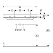 Geberit Waschtisch Xeno2 90x48cm, o. Hahnl., o. ÜL, weiß KeraTect-5