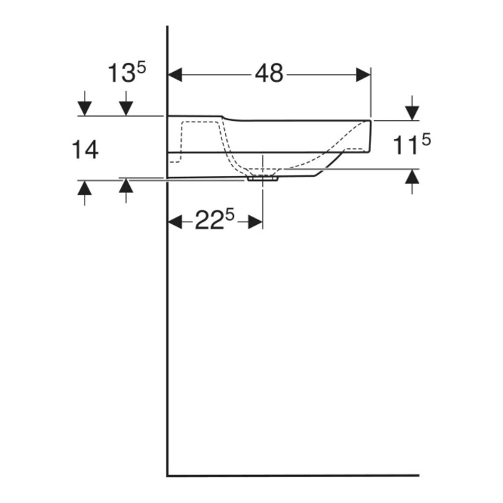 Geberit Waschtisch Xeno2 90x48cm, o. Hahnl., o. ÜL, weiß KeraTect