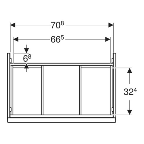 Geberit Waschtischunterschrank Acanto 1 La., 1 I-Lade, B 74cm, Nussb / la. ma