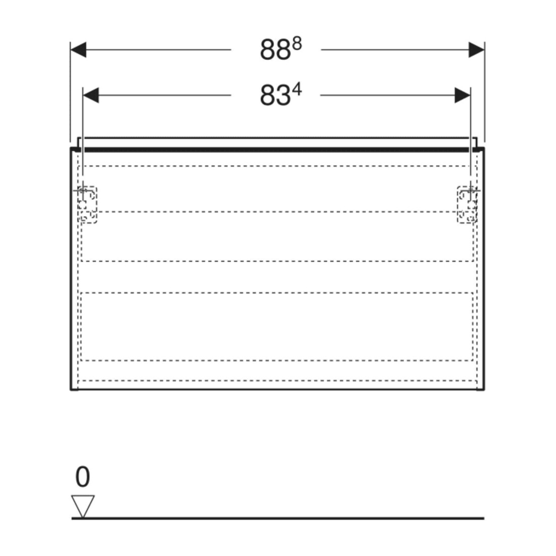 Geberit Waschtischunterschrank Acanto 1 La., 1 I-Lade, B 90cm, w hgl / we. ma
