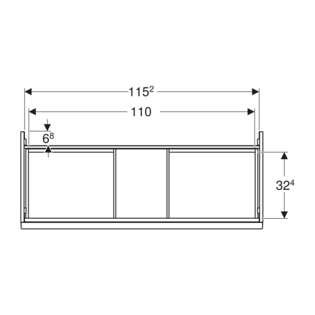 Geberit Waschtischunterschrank Acanto 1 La., 1 I-Lade, Br. 119cm, Ei / la. ma