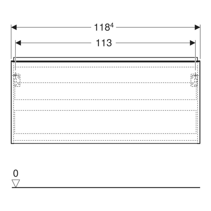 Geberit Waschtischunterschrank Acanto 1 La., 1 I-Lade, Br. 119cm, Ei / la. ma