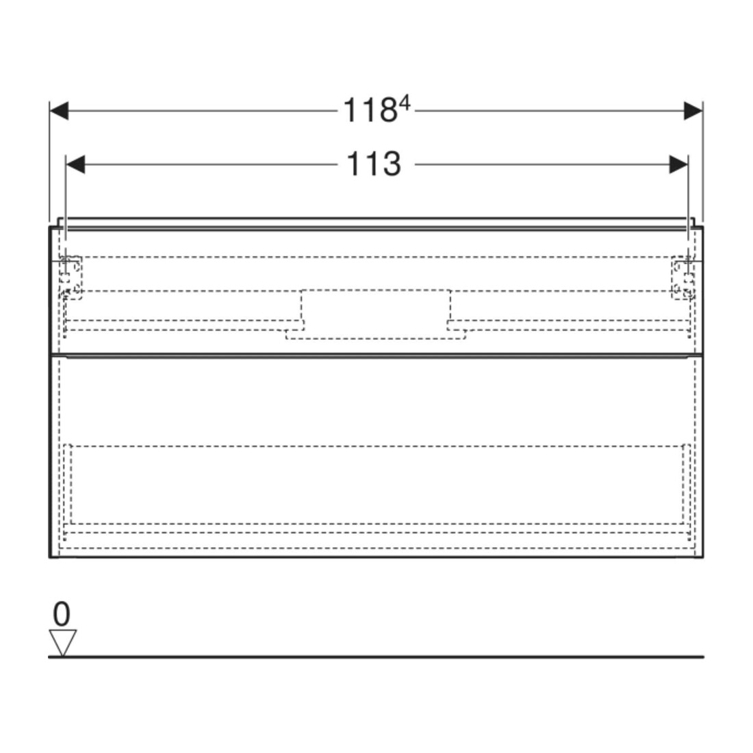 Geberit Waschtischunterschrank iCon 118,4x61,5x47,6cm, 2 L, Eiche/Gr. la. ma
