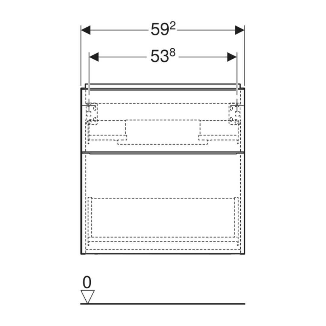 Geberit Waschtischunterschrank iCon 59,2x61,5x47,6cm, 2 L, Eiche/Gr. la. ma