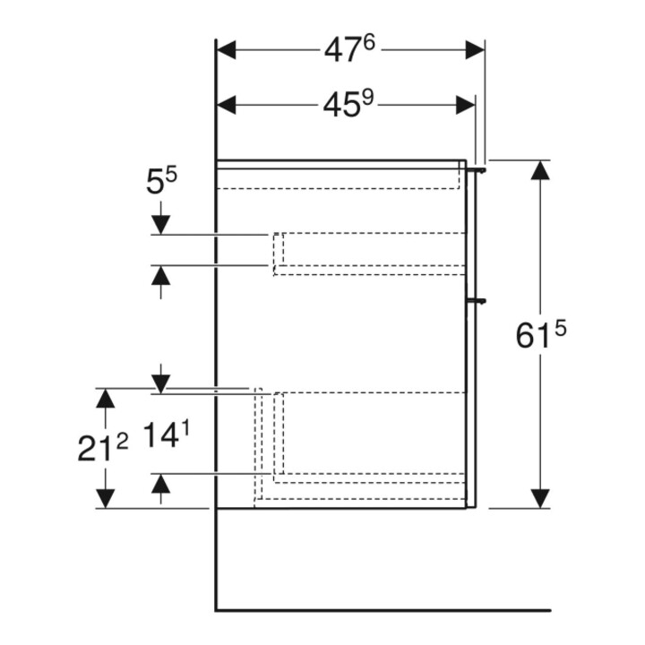 Geberit Waschtischunterschrank iCon 59,2x61,5x47,6cm, 2 L, Eiche/Gr. la. ma