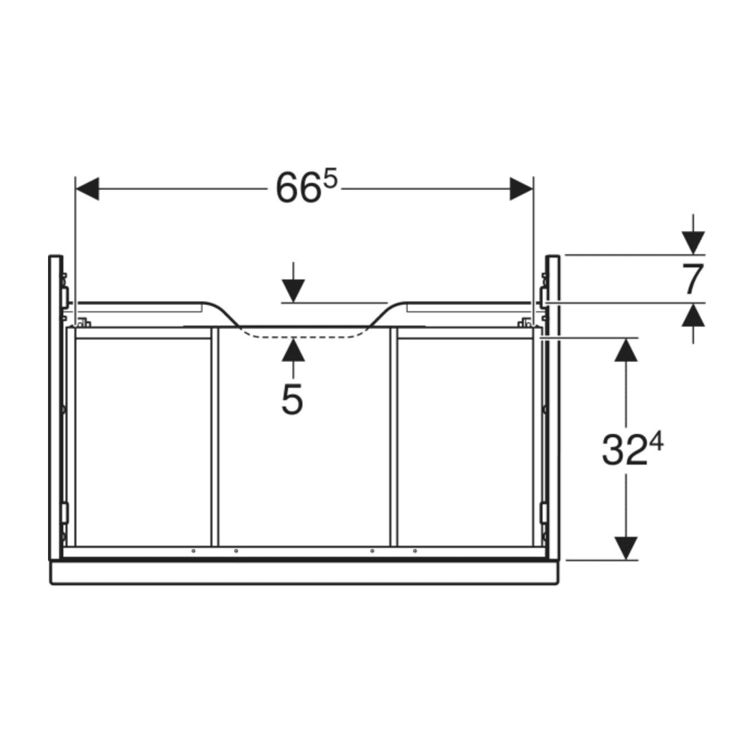 Geberit Waschtischunterschrank iCon 74x24,7x47,6cm, Eiche/Griff lava matt