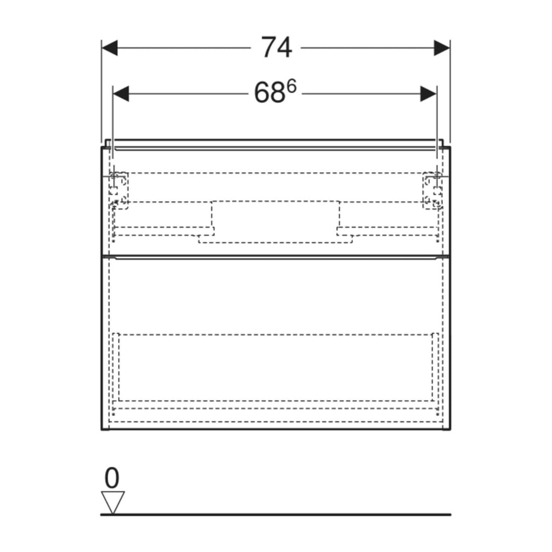 Geberit Waschtischunterschrank iCon 74x61,5x41,6cm, 2 L, Eiche/Gr. la. ma
