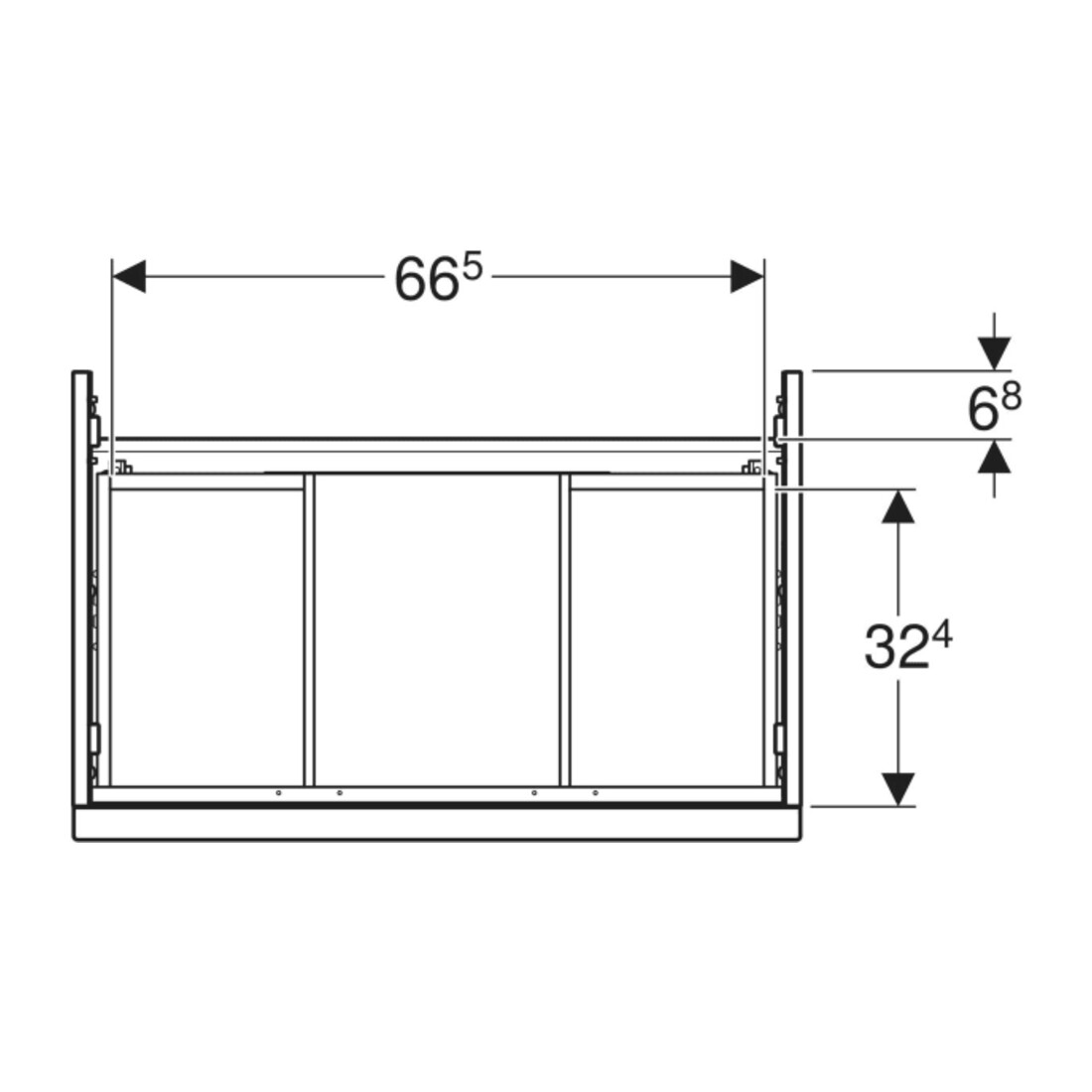 Geberit Waschtischunterschrank iCon 74x61,5x47,6cm, 2 L, Eiche/Gr. la. ma