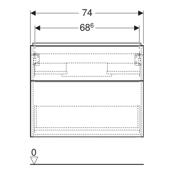 Geberit Waschtischunterschrank iCon 74x61,5x47,6cm, 2 L, Eiche/Gr. la. ma