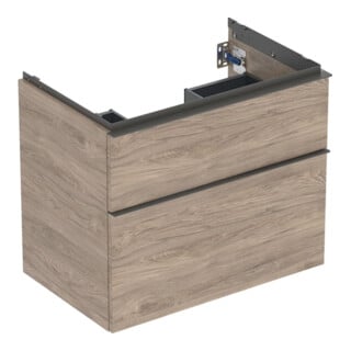 Geberit Waschtischunterschrank iCon 74x61,5x47,6cm, 2 L, nuss/Griff la. ma
