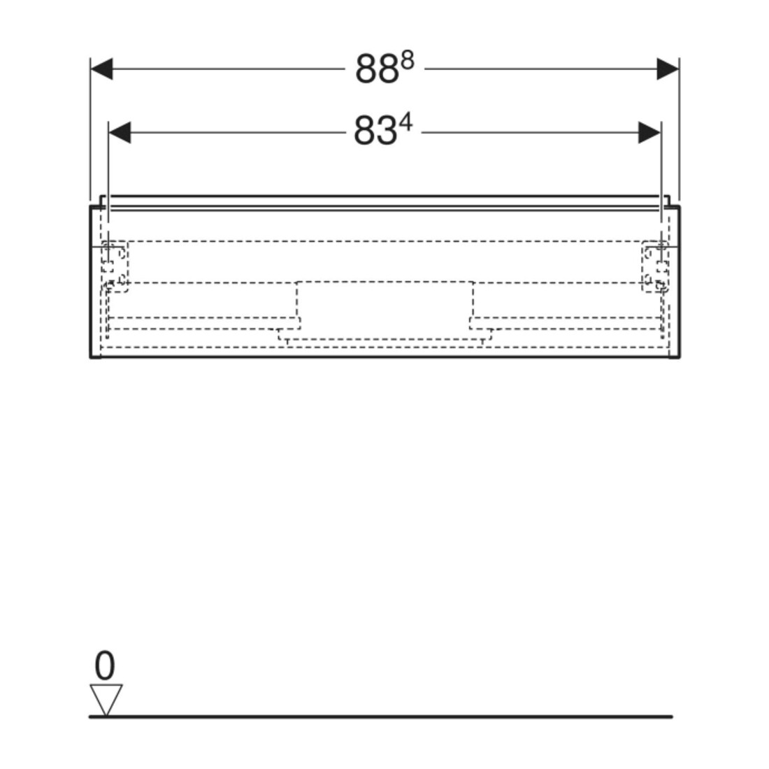 Geberit Waschtischunterschrank iCon 88,8x24,7x47,6cm, Eiche/Griff lava matt