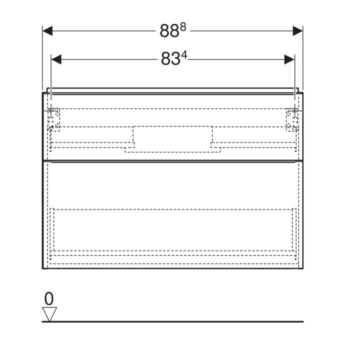 Geberit Waschtischunterschrank iCon 88,8x61,5x47,6cm, 2 L, sa hgl/Gr. sa ma