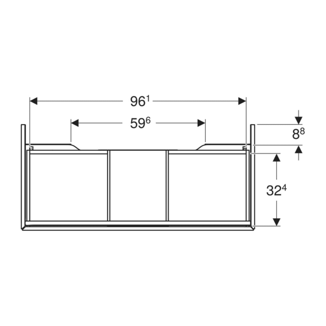 Geberit Waschtischunterschrank One 103,6x50,4x47cm, w/l hochgl., 1 Laden