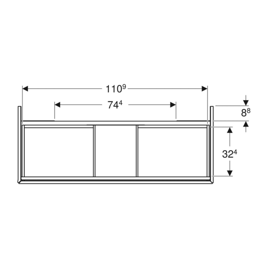 Geberit Waschtischunterschrank One 118,4x50,4x47cm, greige/lackiert m, 2 L