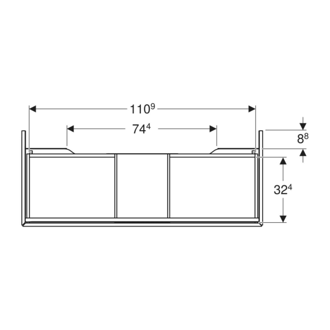 Geberit Waschtischunterschrank One 118,4x50,4x47cm, matt-sw, 1 Schubladen