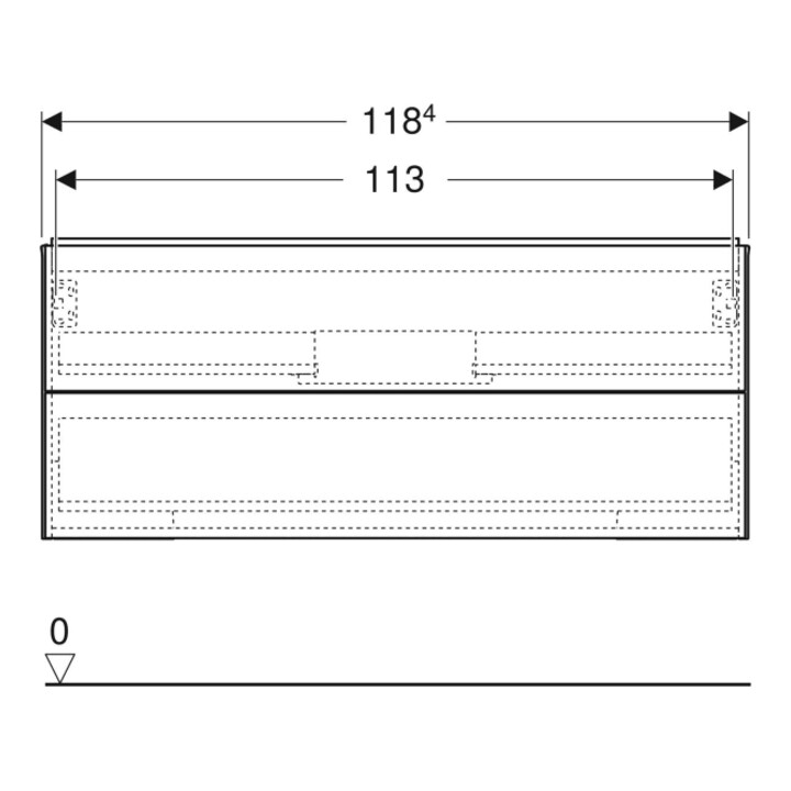 Geberit Waschtischunterschrank One 118,4x50,4x47cm, sand-grau/l hg, 2 Laden