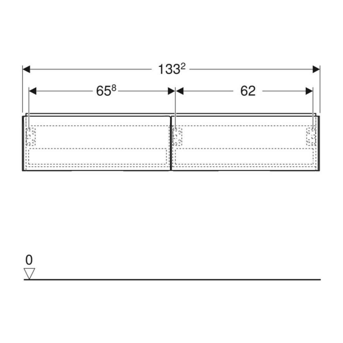 Geberit Waschtischunterschrank One 133,2x50,4x47cm, 2 L, Eiche/Mela Holzst.